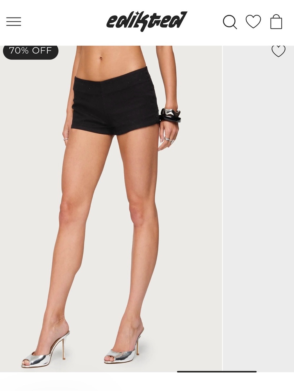 Edikted Black Denim Micro Shorts